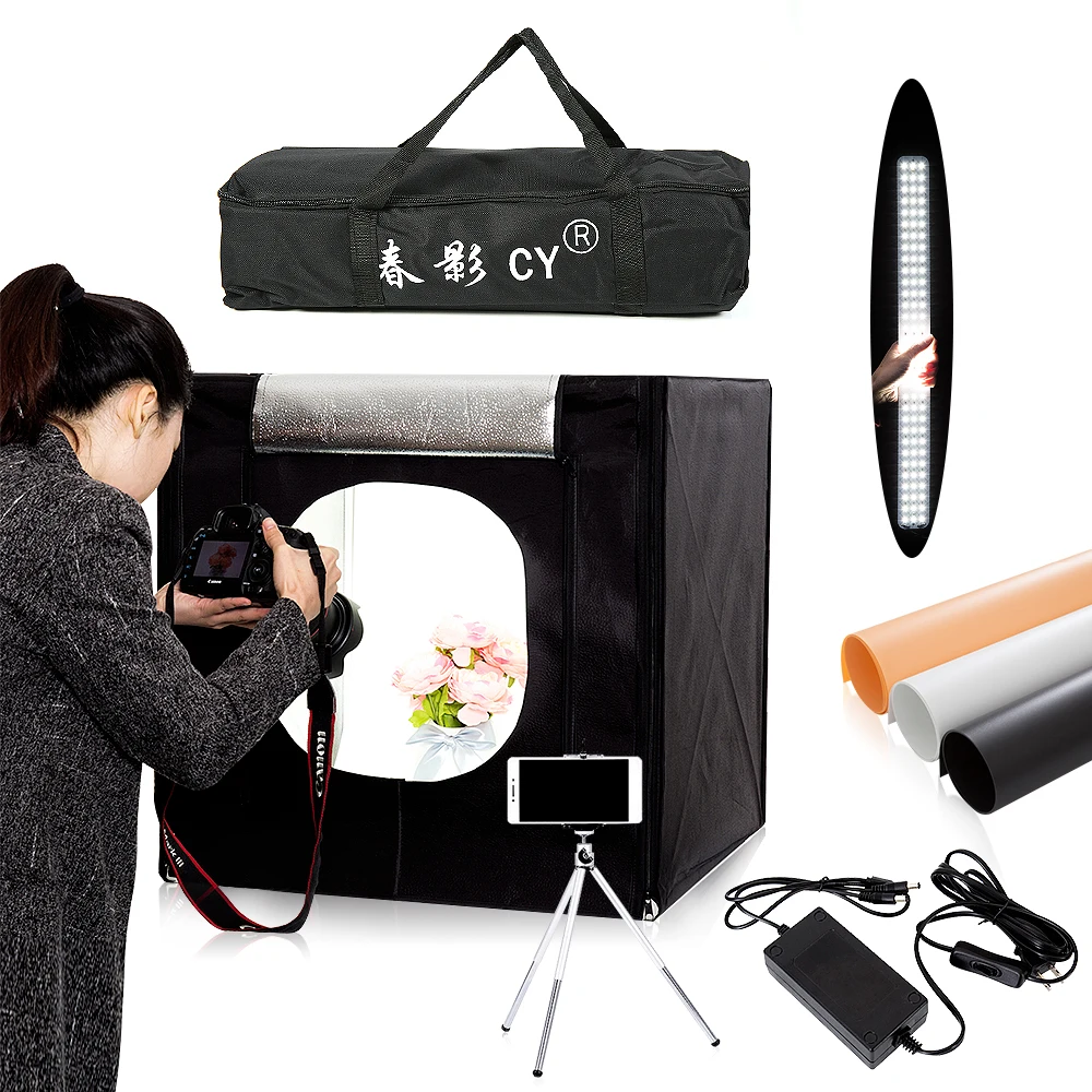 60*60cm LED Photo Studio light tent Softbox Shooting Light Tent Soft Box+ Portable Bag+ AC Adapter for Jewelry Toys Shoting