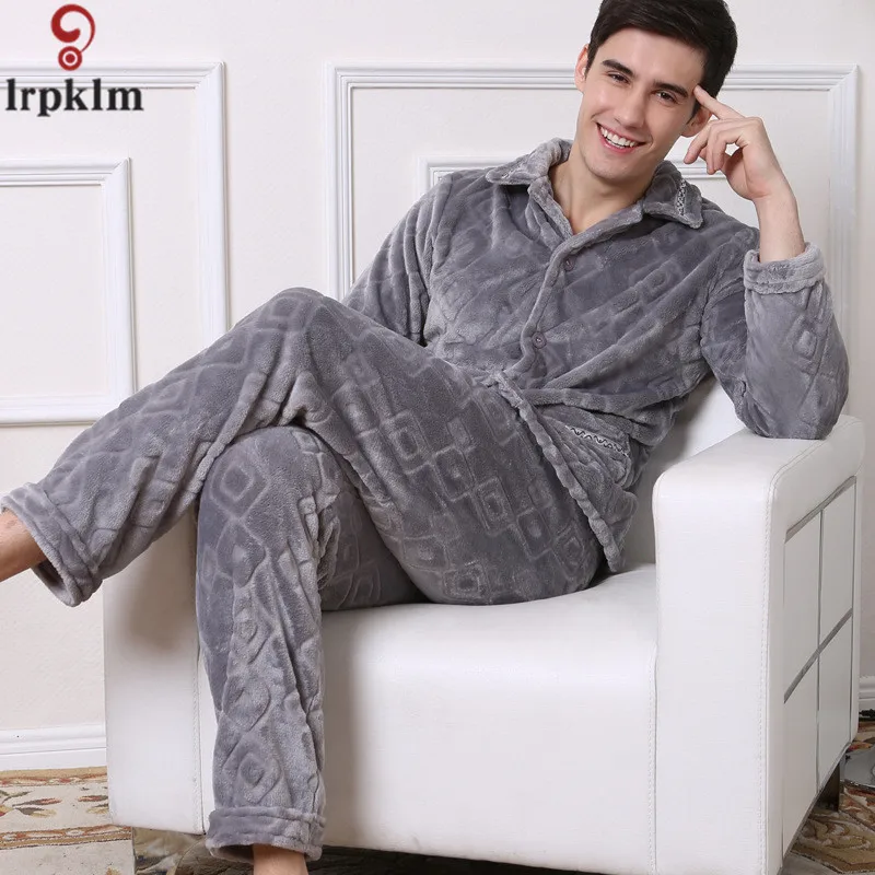 2017 Men Pajamas Sets of Sleep Tops & Bottoms Flannel Sleepwear