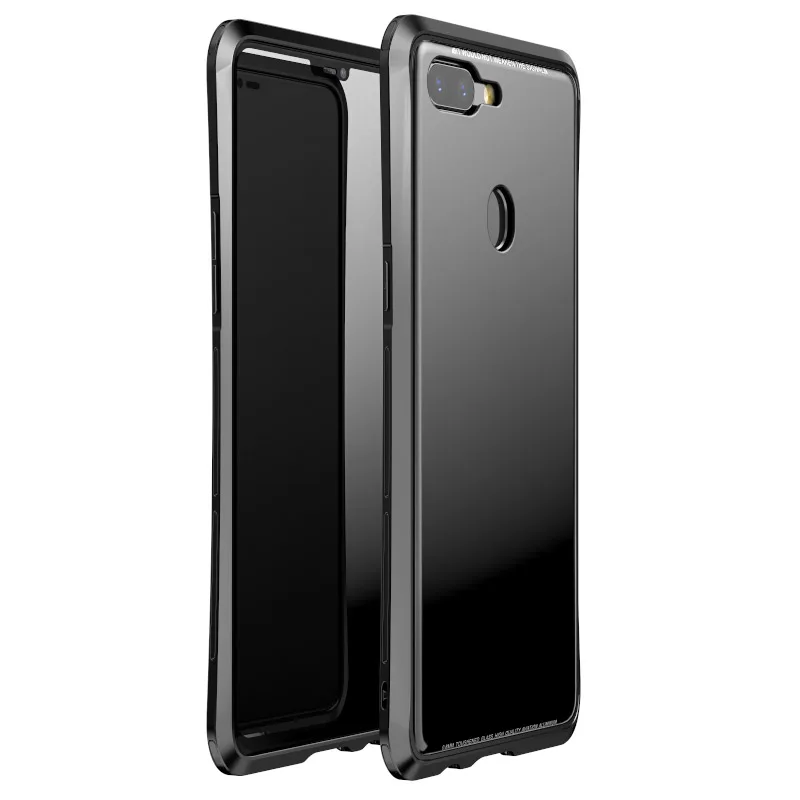 

luphie Luxury Fingerprint Resistant Case For Oppo R15 Phone fundas Shockproof Aluminum Metal PC Cover For Oppo R15 Case Glass