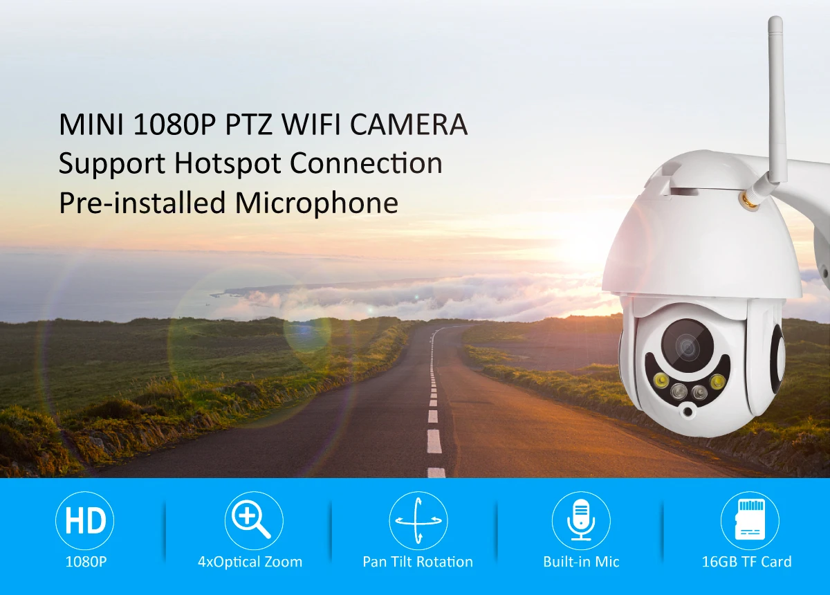 PTZ IP камера 1080P 2MP HD беспроводная Wifi наружная камера безопасности Wi-Fi с ночным видением CCTV для домашнего видеонаблюдения