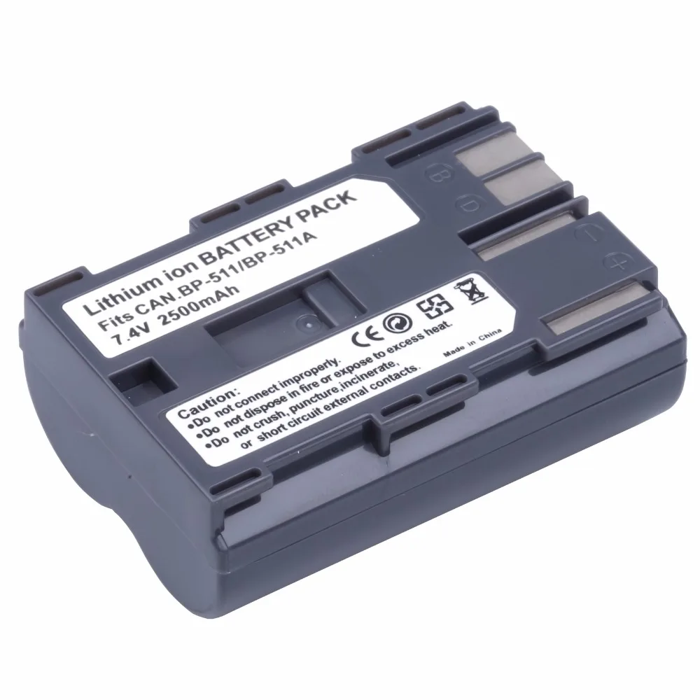 2500 мАч BP-511 BP511A BP511 аккумуляторные батареи для Canon MVS 100i 150i 2i 1i ZR20 25MC 30MC 50MC G1 G2 G3