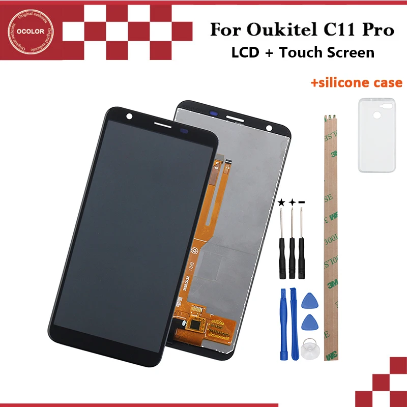 Цветной ЖК дисплей и сенсорный экран для Oukitel C11 Pro силиконовый чехол замена