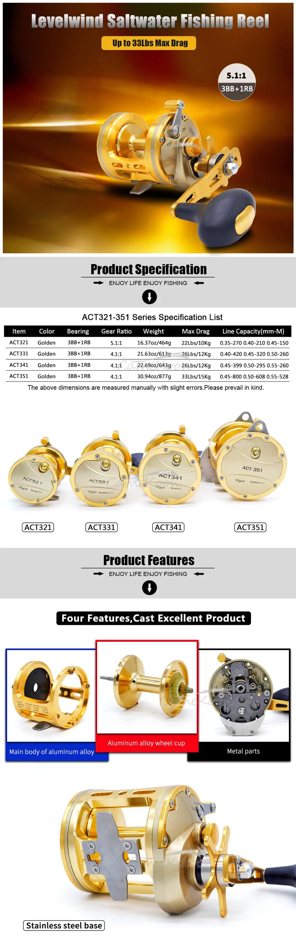 Carretel de Pesca de Água Relação de Engrenagem Carretel de Pesca Camekoon Estrela Arrastar Salgada 1 - 4.: 15 kg Máximo Arraste Mão Direita Tambor Barco 5.: 8 água salgada 5.: 1 4.: 1 relação