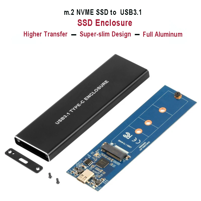 NVMe PCIE USB3 1 HDD Enclosure M 2 to USB 3 1 Type C M KEY