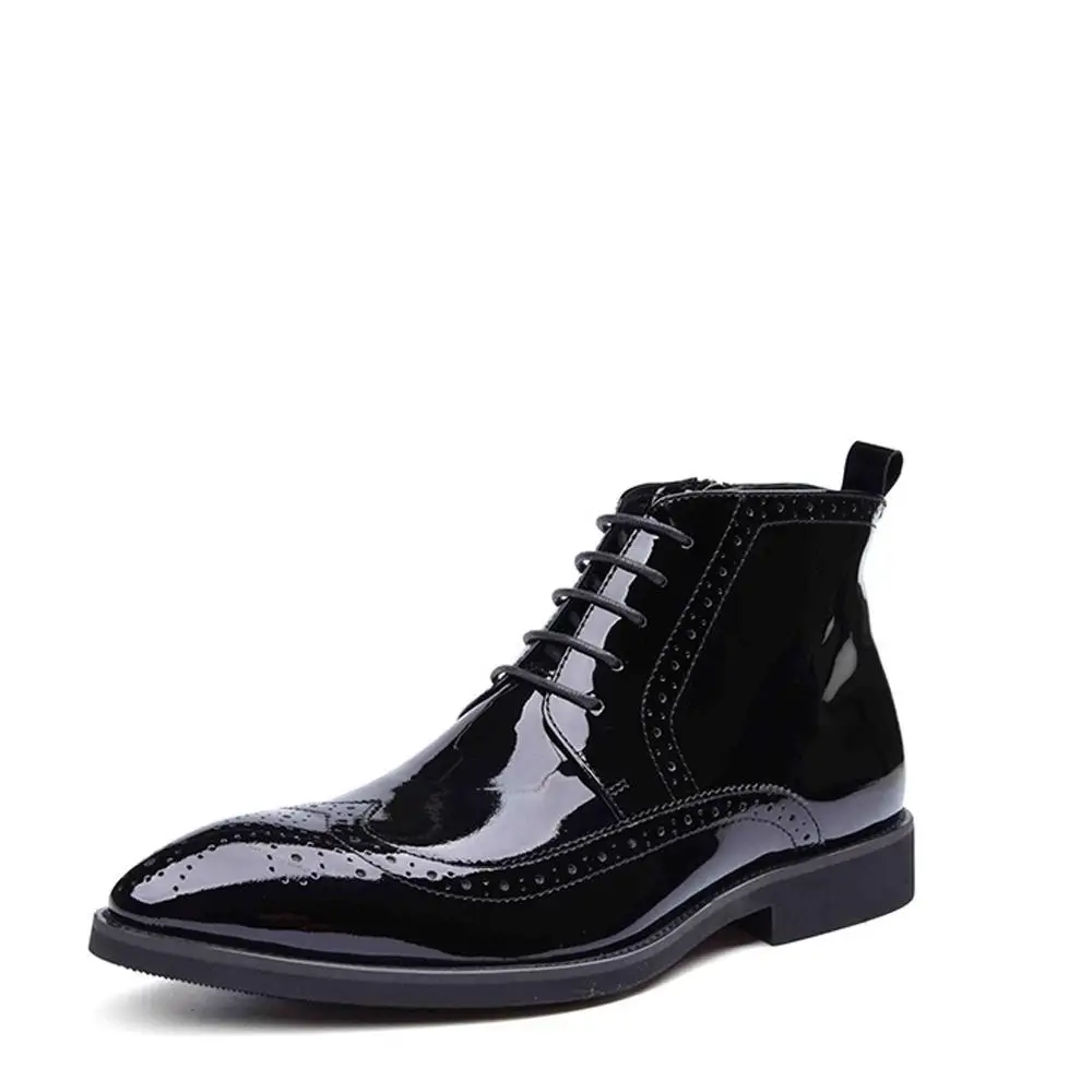 2017 New Men's Oxfords Boots Patent Leather Pointed Toe Wedding Formal