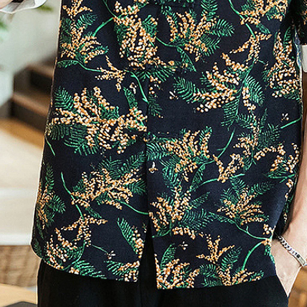 JAYCOSIN рубашка мужская летняя модная с принтом короткий рукав многоцветная со стоячим вырезом свободная Повседневная блуза Китайский Стиль