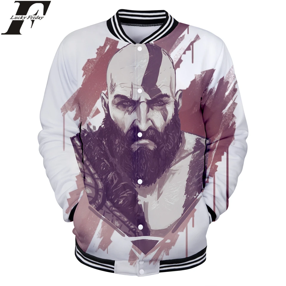 LUCKYFRIDAYF God of War 3D Baseball Jacket Game Anime Man/Women Regular Fashion Baseball Jacket 