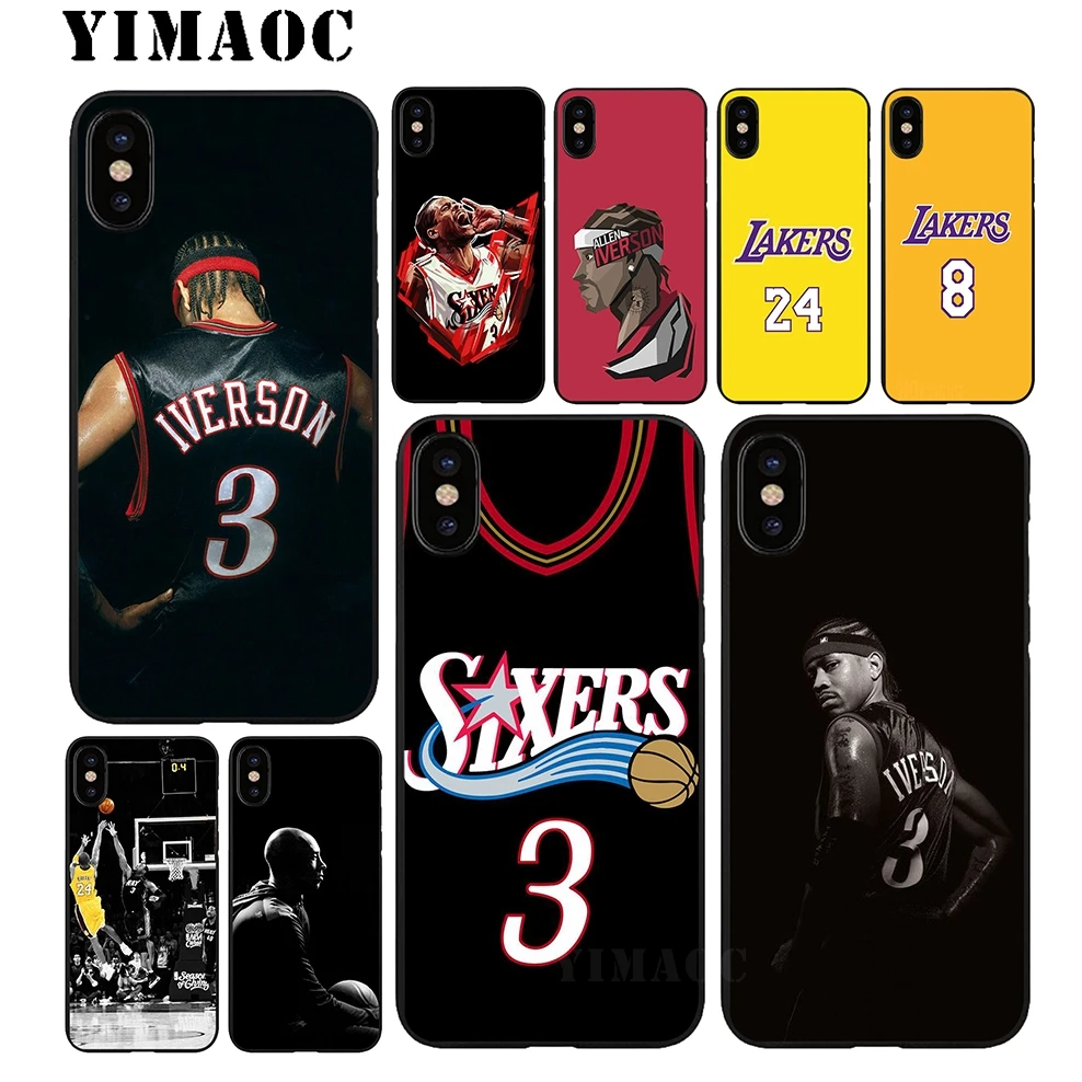 

YIMAOC Iverson Kobe Bryant Soft Silicone Case for iPhone 11 Pro Xr Xs Max X or 10 8 7 6 6S Plus 5 5S SE