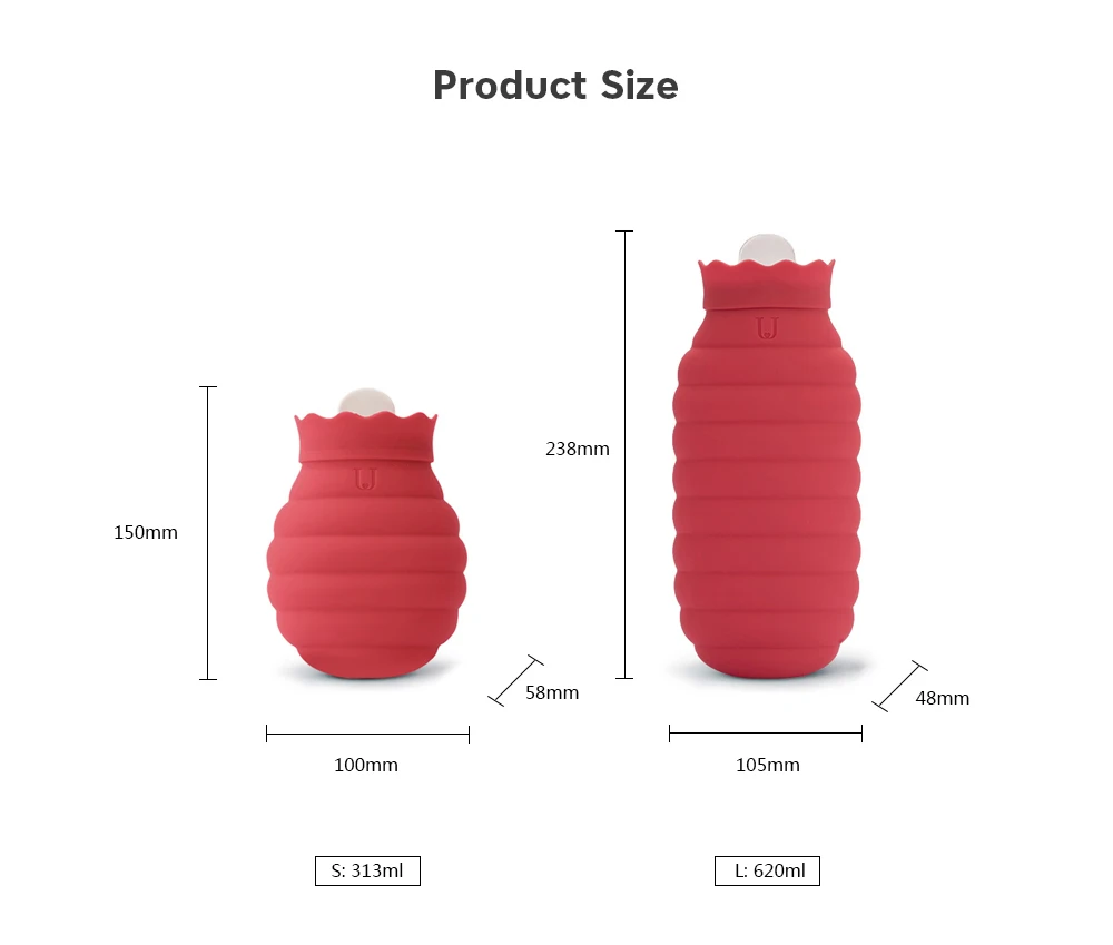 1 313 мл/620 мл портативная силиконовая грелка для микроволновой печи, грелка для воды, зимняя грелка для рук с вязаным покрытием, грелка