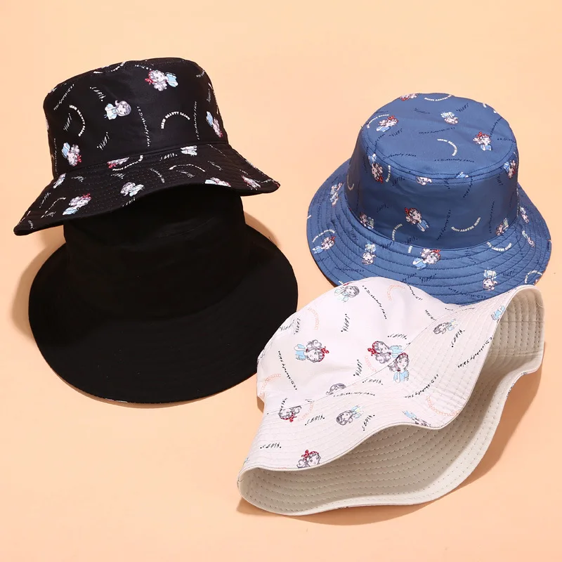 

New Autumn Korean small fresh double-sided wearing fisherman hat women female literary wild sunshade cap men bucket sun hats
