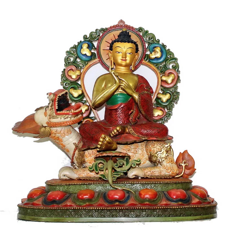 

Big day, the Buddha, the lion, the old Buddha statue, the bronze statue of gold, hand-engraved mineral pigment