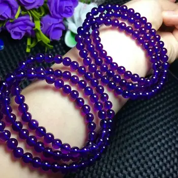 

Free Shipping Natural Amethyst Quartz Purple Crystal Bracelet 5.5mm AAA 3ROWS