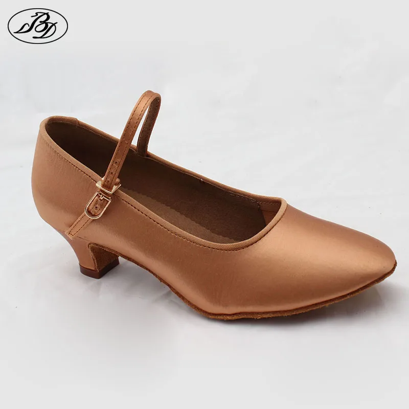 Dancesport shoes 501 Classic Style Girls Ballroom Dance Shoes Modern Dance Shoe High Quality Satin Tan