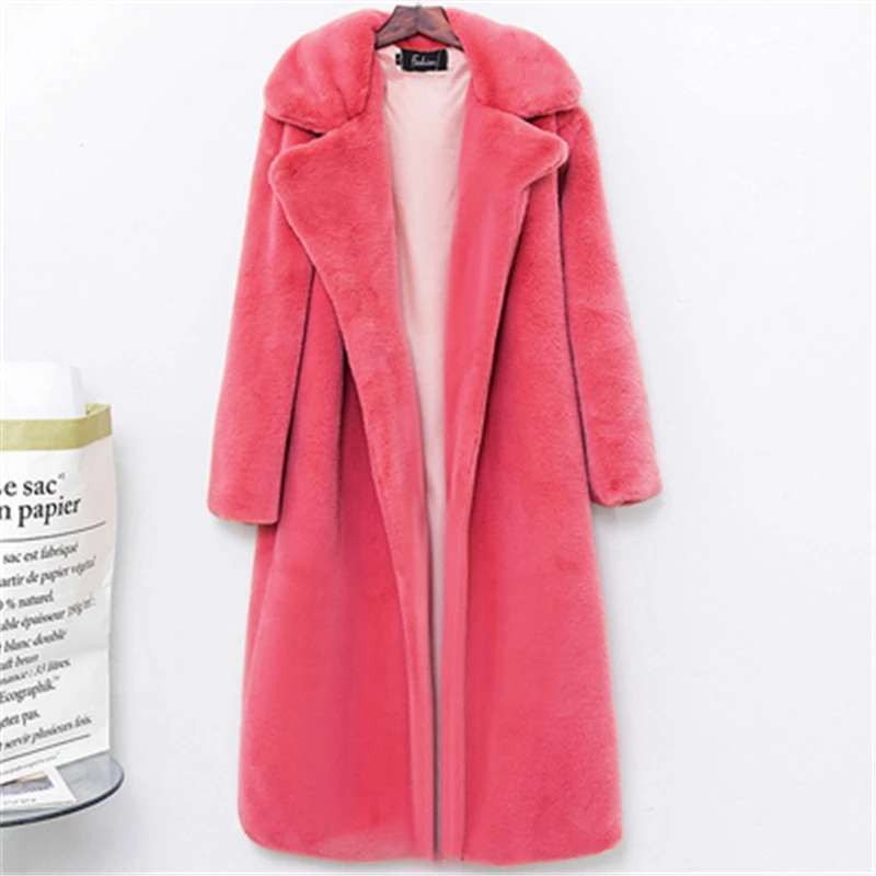 Fourrure pale Red Lâche Chaud Manteau Gray Épais Longue De Mode yellow Section La Femelle En 2018 watermelon Automne Nouvelle Hiver Apricot Velours brown Et H0171 gray Imitation Pinkish Dans nafPwg