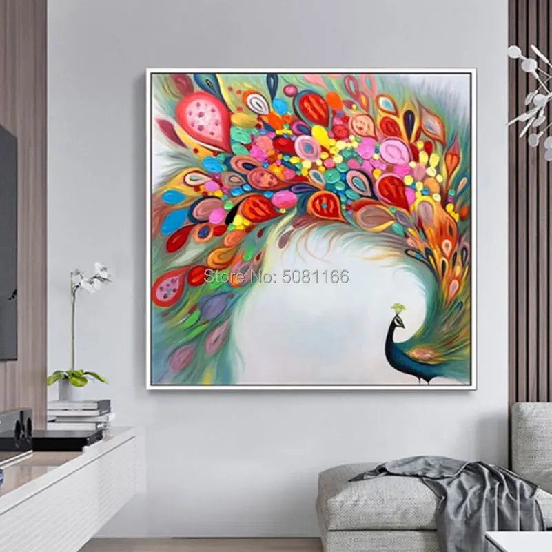 

Artist Hand-painted High Quality Abstract Oil Painting on Canvas colorful Beautiful peacock Oil Painting for Wall Art decoration