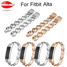 Натуральная Нержавеющая сталь группа с горный хрусталь часы наручные ремешок для Fitbit Alta Смарт часы Высокое качество аксессуары