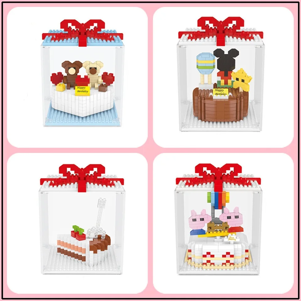 

DIY Assemble 4 Styles Cakes Birthday Gifts Micro Particulate Building Blocks Toy Children Educational Model Compatible Legod
