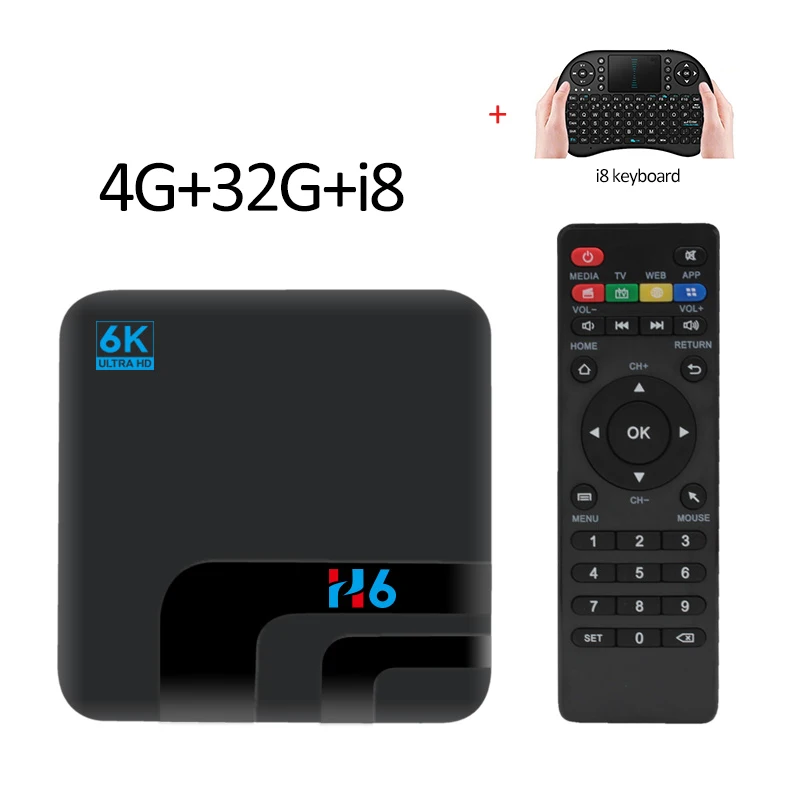 H6 Android tv box ip tv 6k 4G 32G Netflix Smart BOX Android 9,0 6K tv HD H.265 2,4/5,8G WiFi медиа ТВ android boX - Цвет: 4G32GI8