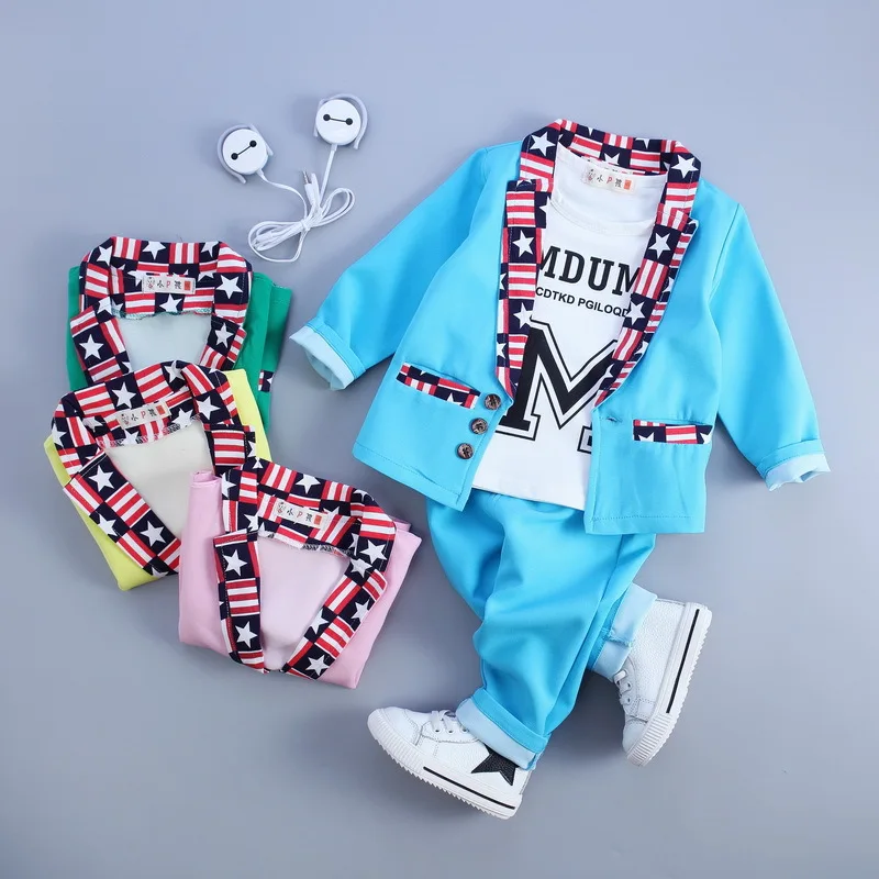 0 3Ybrand baby boy gentlemen clothing set 3pcs boys clothing kids pants
