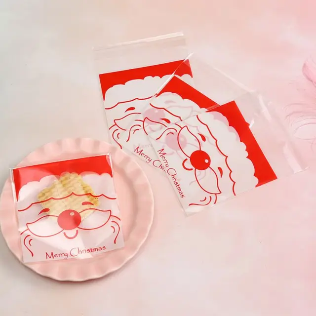 Cookie Gift Bags Christmas Santa Claus Snowman Snacks Cookie Plastic