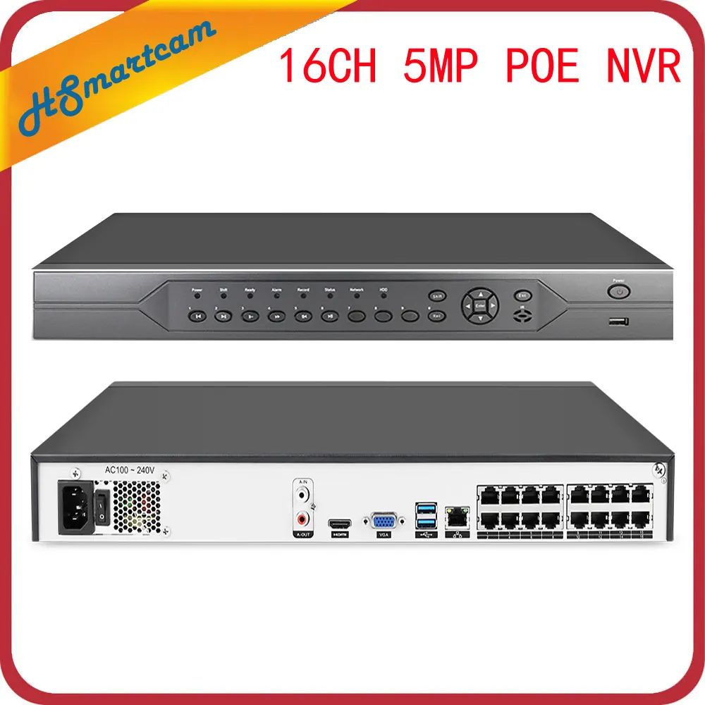 16CH 5MP 3MP 2MP 8CH 4K 48V POE NVR P2P ONVIF 1080P сетевой видеорегистратор для IP PTZ камеры