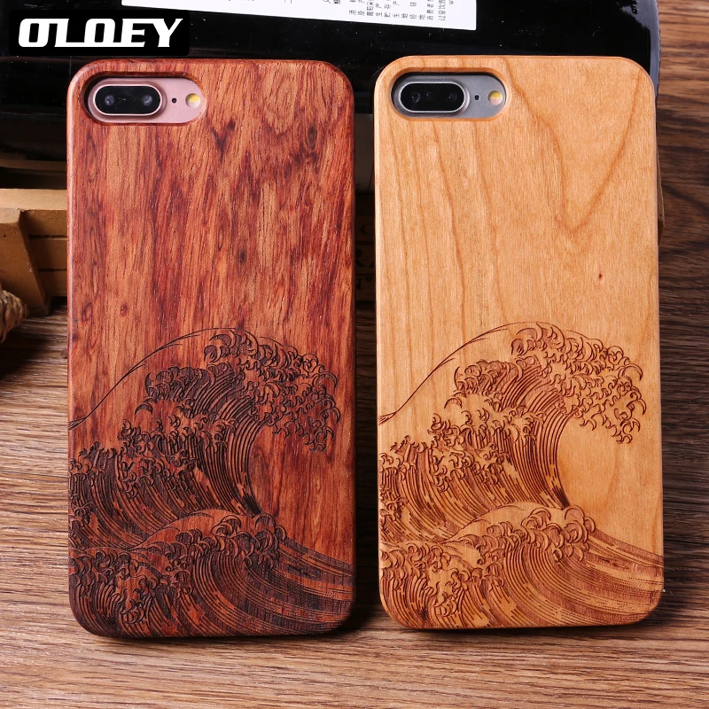 

OLOEY For iPhone 6 6S 7 7Plus 8 8Plus X XS Max Ocean Wave Wood Case For SAMSUNG Galaxy S7 Edge S8 plus S9 S9 Plus Cover Fundas