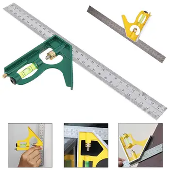 

12 Inch 300mm Adjustable Combination Square Angle Ruler 45 / 90 Degree With Bubble Level Measuring Tools