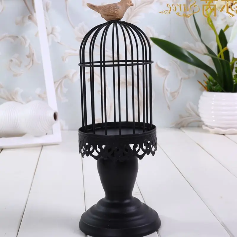 Nouveau Continental Rétro En Fer Forgé Cage à Oiseaux De Cru