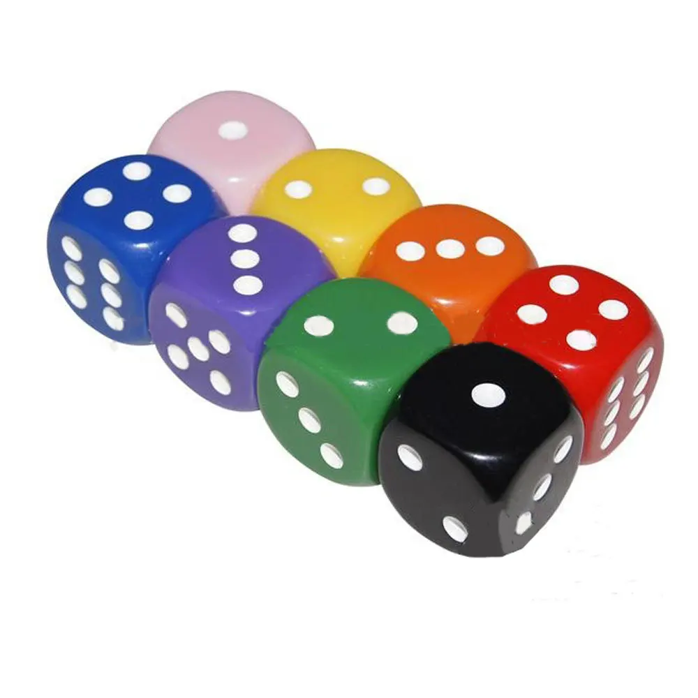 10 Pack D6 Six Sided 16mm Round Angle Opaque Dice Die Random Colordice