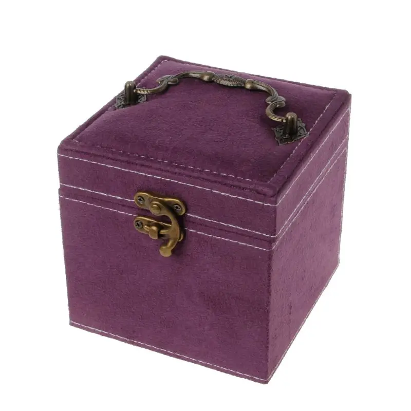 Portable Three Layer Jewelry Box Earrings Ring Bracelet Storage Hand-Held Boxes - Color: Purple