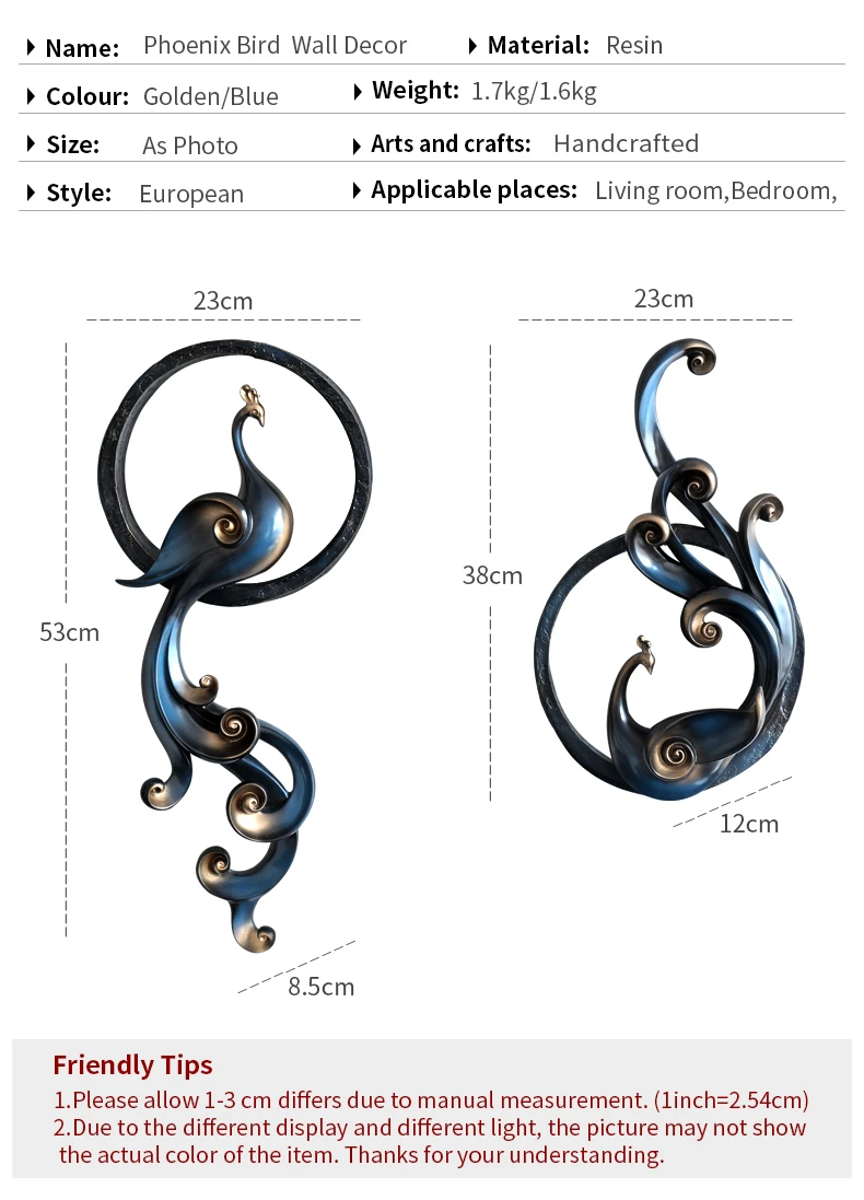 Настенный декор смолы 3D феникс птица скульптура фигурки ремесла Фреска Спальня украшение дома аксессуары для гостиной