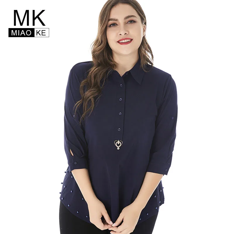 

Miaoke Plus Size Pullover office blusas mujer de moda 2018 women High Quality Fashion blusas femininas elegante ladies tops