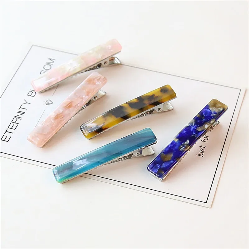 

New Women Girls Acrylic Acetic Acid Hair Clips Hairpins Leopard Print Geometric Barrettes Hairgrips Hair Accessories for Women