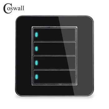 

Manufacturer Coswall Brand 4 Gang 2 Way Random Click On / Off Wall Light Switch With LED Indicator Acrylic Crystal Panel