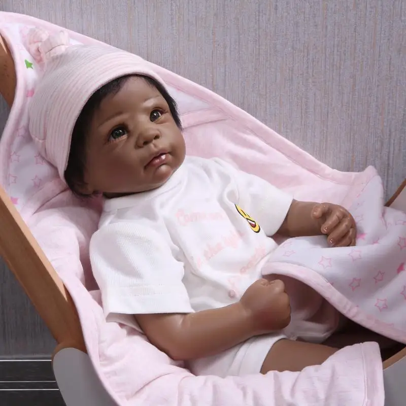 

Reborn Baby Black dolls NPK brand 22inch 55cm soft silicone reborn baby newborn dolls gift for child bebe alive reborn