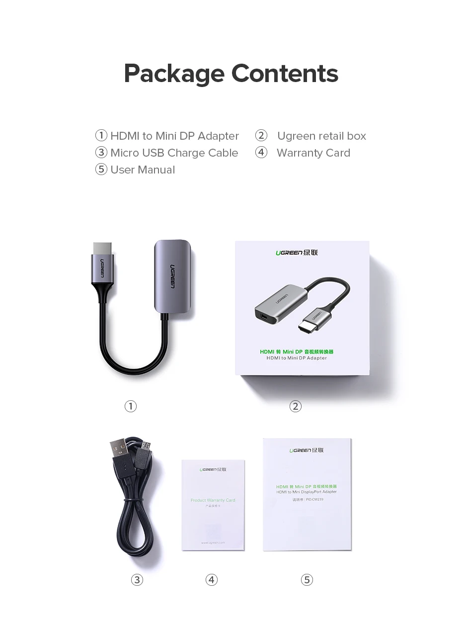 Ugreen HDMI к Mini DisplayPort конвертер Кабель-адаптер 4K для Apple iMac samsung ASUS монитор Xbox One HDMI к Mini DP адаптер