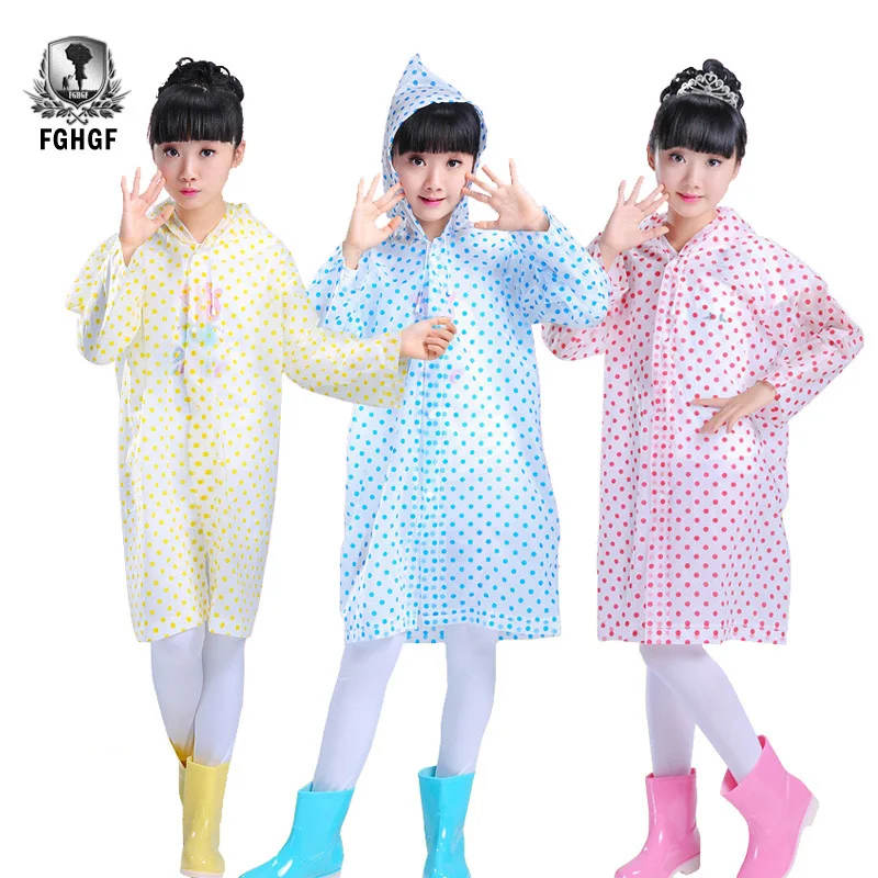 

FGHGF Transparent Dots Poncho Kids Rain Coat Waterproof Student Rainsuit Children Raincoat Single Person Rainwear Rain Gear
