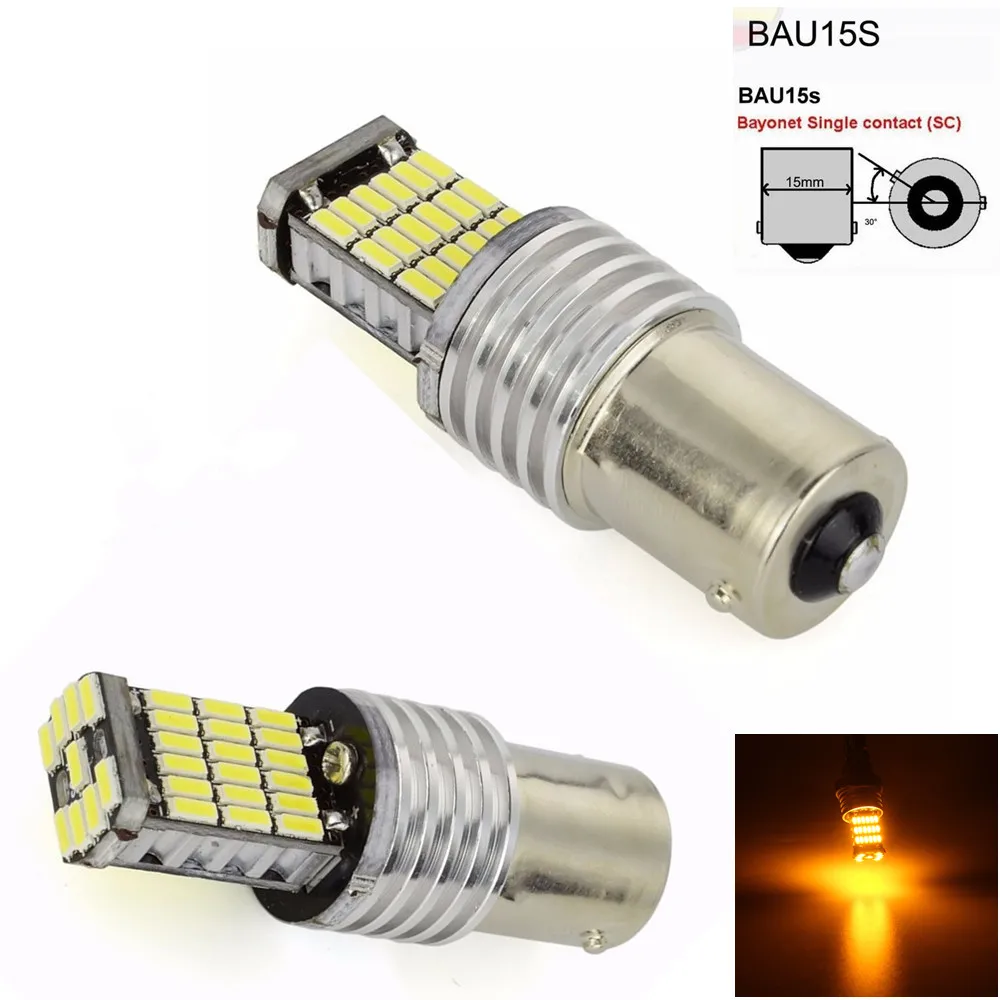 

2Pcs Auto LED BAU15S 1156 1156PY 4014 45 SMD LED Error Free 12V S25 PY21W Car Brake Turn Signal Indicator Tail Lamp Bulb Yellow