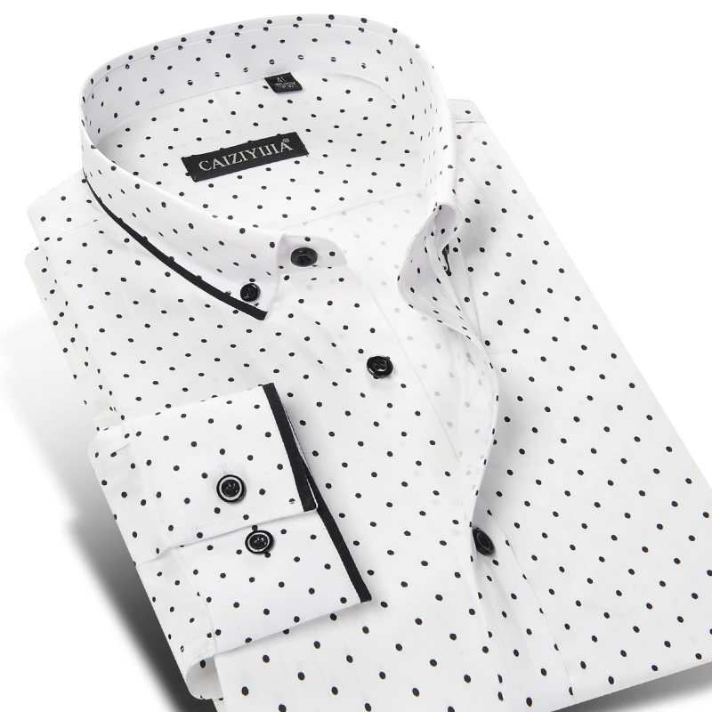 Grevol Новое поступление 2017 года Для мужчин; рубашка с длинными рукавами Уникальный Дизайн маленький горошек \ Треугольники точка Рубашки для