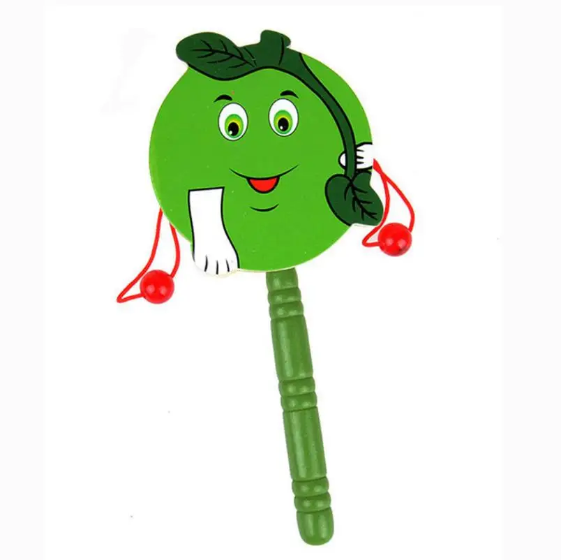 

#5001 Wooden Rattle Pellet Drum Cartoon Musical Instrument Toy for Child Kids Gift
