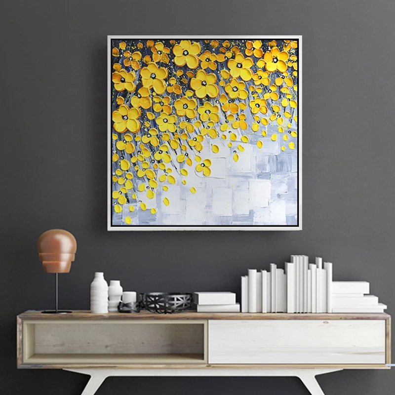 100% Hand Painted Abstract Flowers Art Oil Painting On Canvas Wall Art Wall Adornment Pictures Painting For Live Room Home Decor