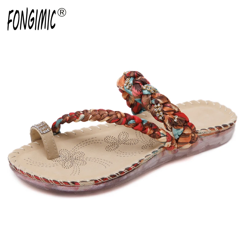 

FONGIMIC Women Folk-Custom Flat Shoes Comfortable Casual All-Match Elegant Sandals High Quality Beach Women Large Size Sandals