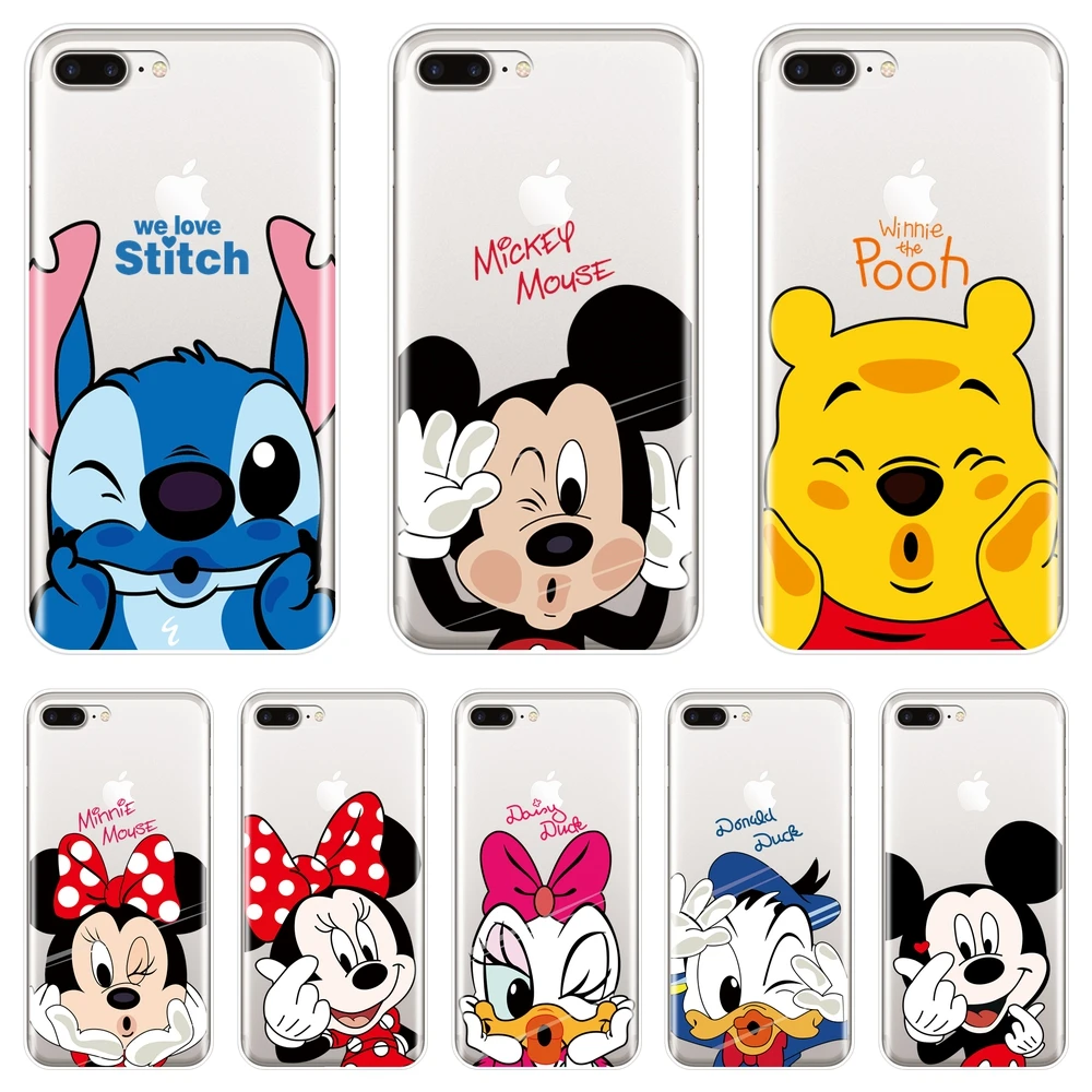 Cute Mickey Minnie Mouse Phone Case For iPhone X XR XS MAX 8 7 6S 6 S Soft Silicone Back Cover For iPhone 8 7 6S 6 S Plus Case