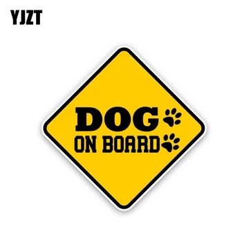 

YJZT 15.9CM*15.9CM DOG ON BOARD Decal Warning PVC Car Sticker 12-40351