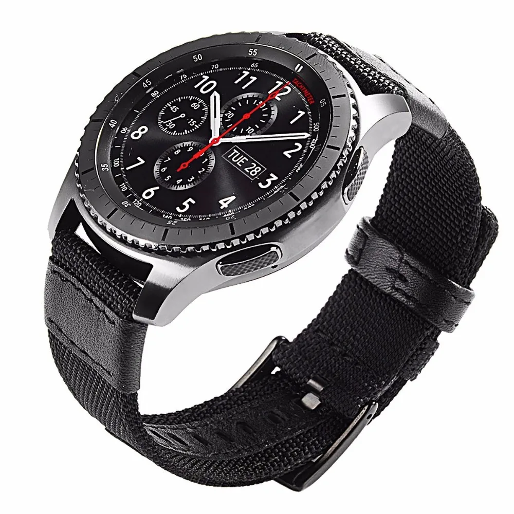 Для gear S3 S2 Frontier/Classic Galaxy Watch 46 мм 42 мм полосы 20/22 мм быстросъемный нейлоновый с кожаным спортивным ремешком на запястье