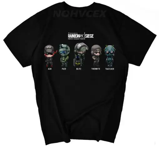Tom Clancy's Rainbow Six Siege/Летняя хлопковая футболка с короткими рукавами - Цвет: Черный