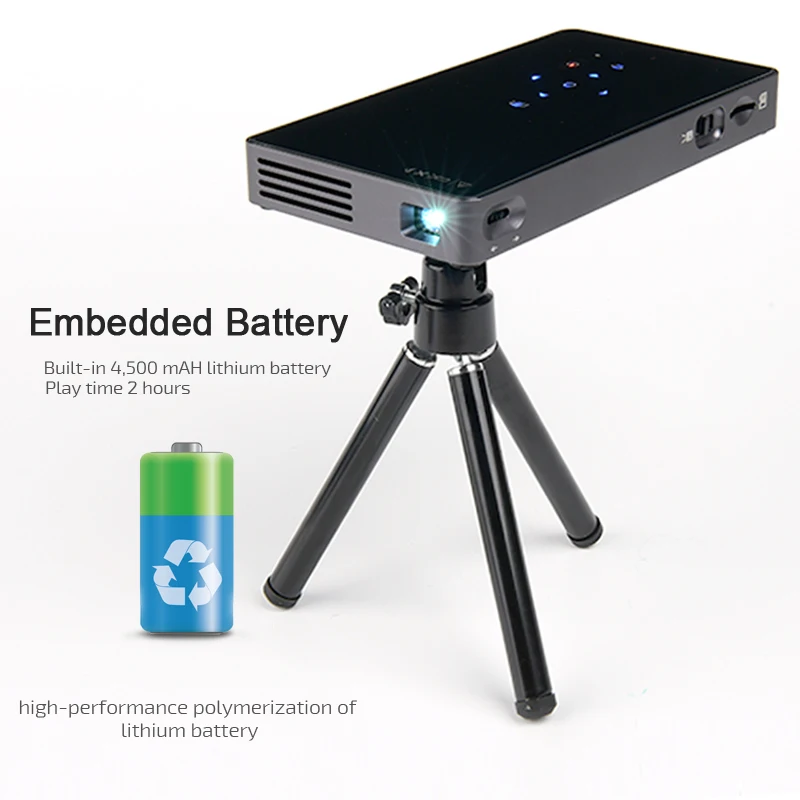 AUN Android 7.1 DLP Projector D5S, Built-in WIFI, Bluetooth, 4,500mAH Battery (Optional D5 Portable Projector) Home Cinema