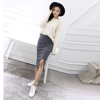

6 Colors New Spring Summer Women Bodycon Skirts Both Sides Split Sexy Ladies Skirts Female Casual Pencil Skirts