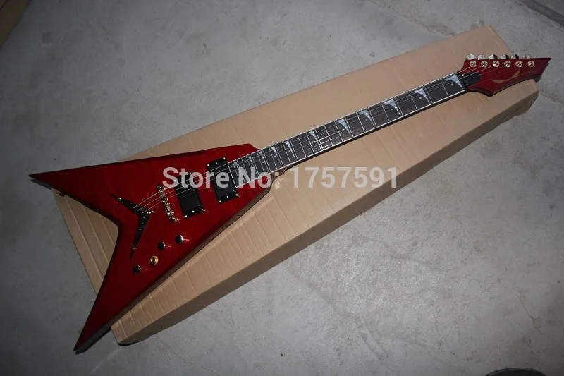 

2015 new + factory + Dean signature custom Flying-V shape electric guitar Dean signature red color electric guitar
