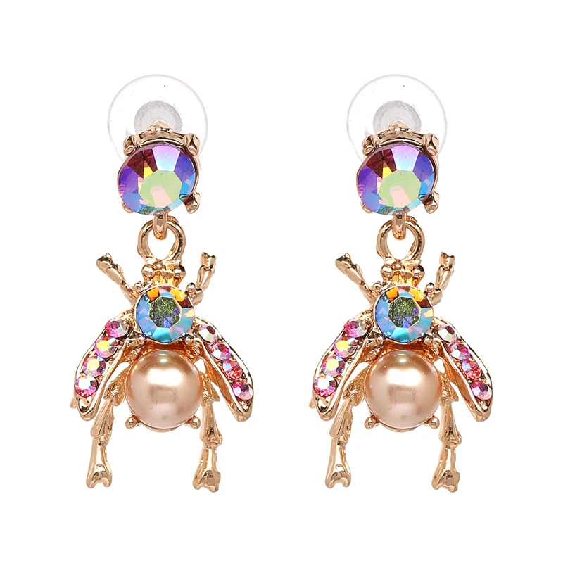 

JUJIA 3 Colors 2019 New Arrival Women's Luxurious Crystal Bee Earring Female Big Earring for Statement Jewelry